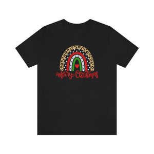 Leopard Rainbow Merry Christmas-Unisex Jersey Short Sleeve Tee