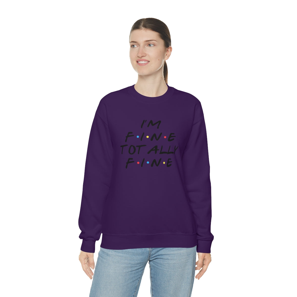 I'm fine totally fine-Unisex Heavy Blend Crewneck Sweatshirt