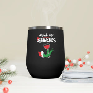 Insulated Wine Tumbler-drink up grinches-12oz