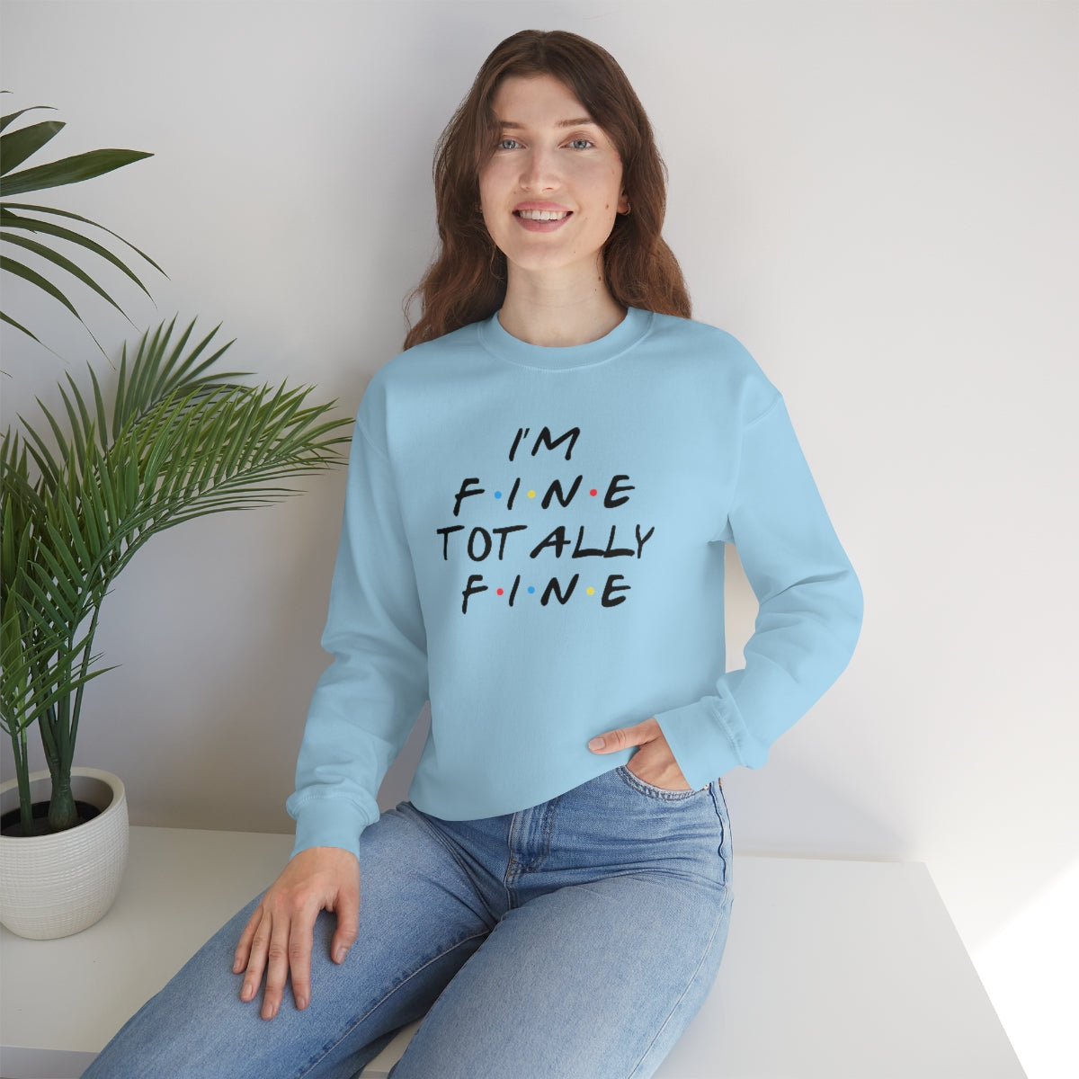 I'm fine totally fine-Unisex Heavy Blend Crewneck Sweatshirt