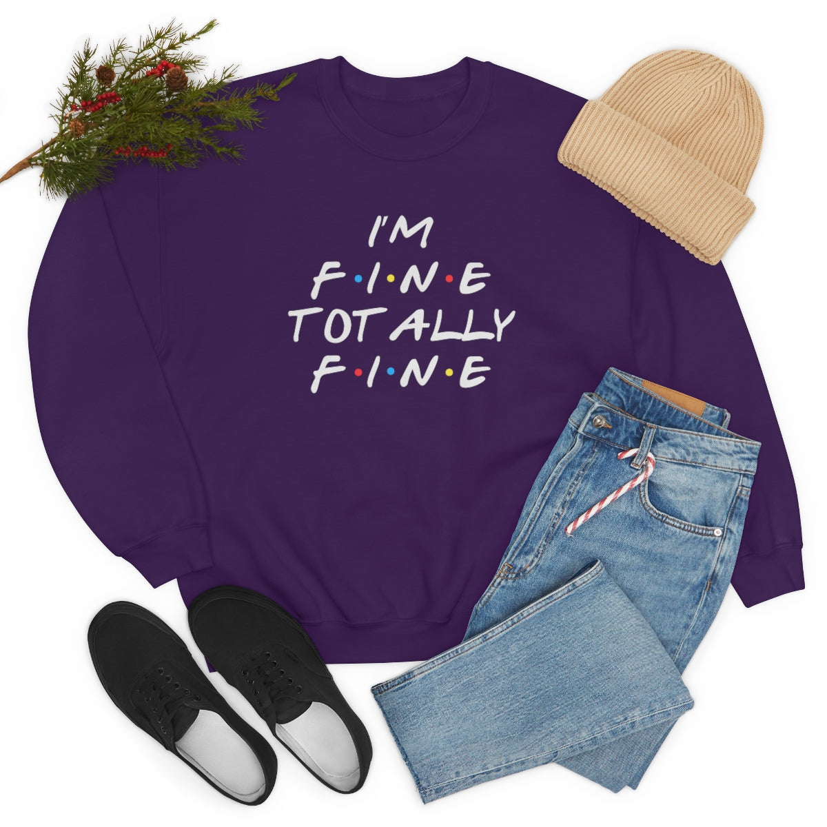 I'm fine totally fine-Unisex Heavy Blend Crewneck Sweatshirt