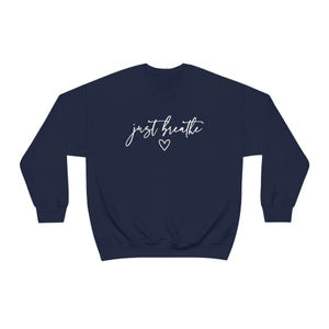 Just Breathe in White Lettering-Unisex Heavy Blend Crewneck Sweatshirt