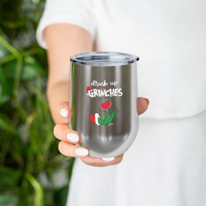 Insulated Wine Tumbler-drink up grinches-12oz