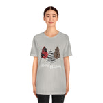 Merry Christmas with trees and snow-Unisex Jersey Short Sleeve Tee