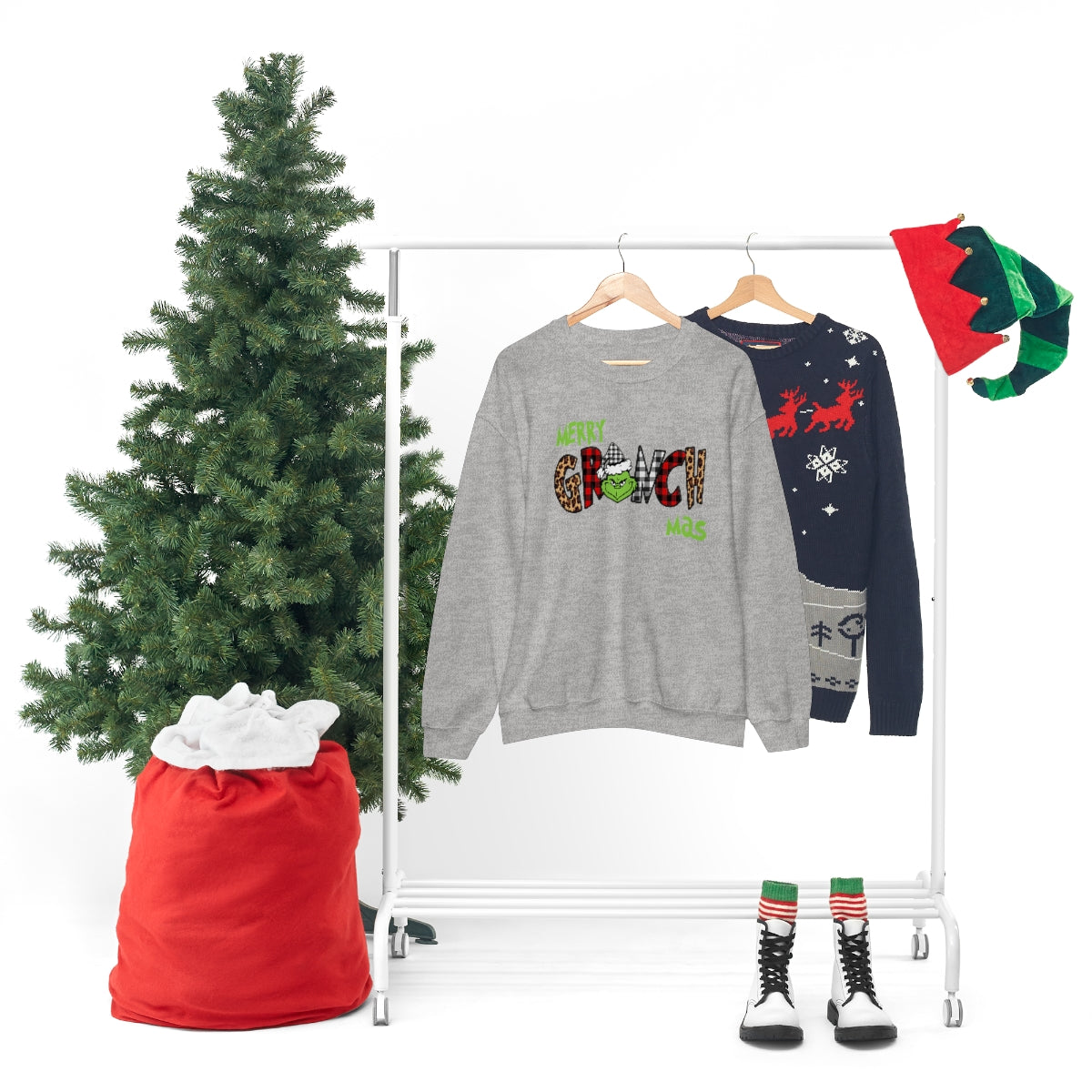 Merry Grinch Mas Shirt-Unisex Heavy Blend Crewneck Sweatshirt
