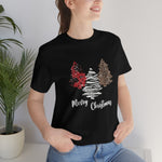 Merry Christmas with trees and snow-Unisex Jersey Short Sleeve Tee