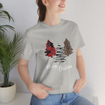 Merry Christmas with trees and snow-Unisex Jersey Short Sleeve Tee