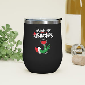 Insulated Wine Tumbler-drink up grinches-12oz