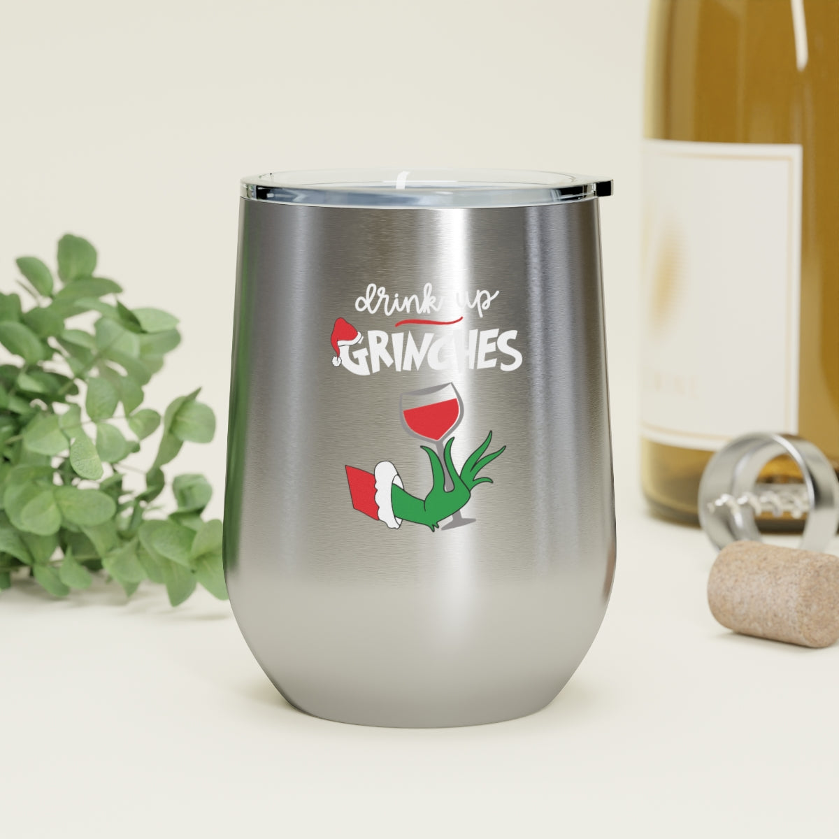 Insulated Wine Tumbler-drink up grinches-12oz