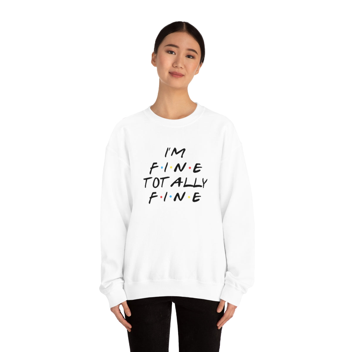 I'm fine totally fine-Unisex Heavy Blend Crewneck Sweatshirt