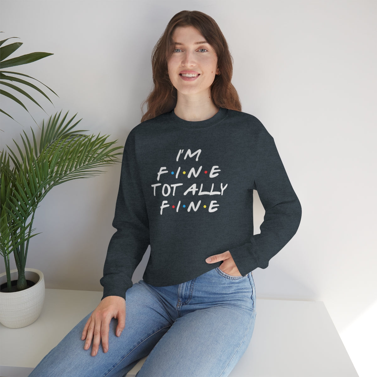 I'm fine totally fine-Unisex Heavy Blend Crewneck Sweatshirt
