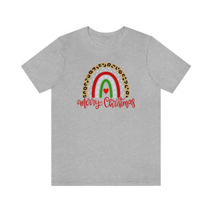 Leopard Rainbow Merry Christmas-Unisex Jersey Short Sleeve Tee